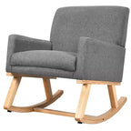 Costway Sedia a dondolo imbottita con braccioli e supporto lombare, design moderno di metà secolo, beige/grigio