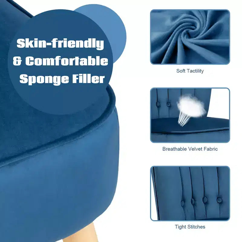 Set divano Costway con poltrona relax e pouf, imbottitura spessa, bottoni trapuntati, gambe in legno, rosa/blu/verde