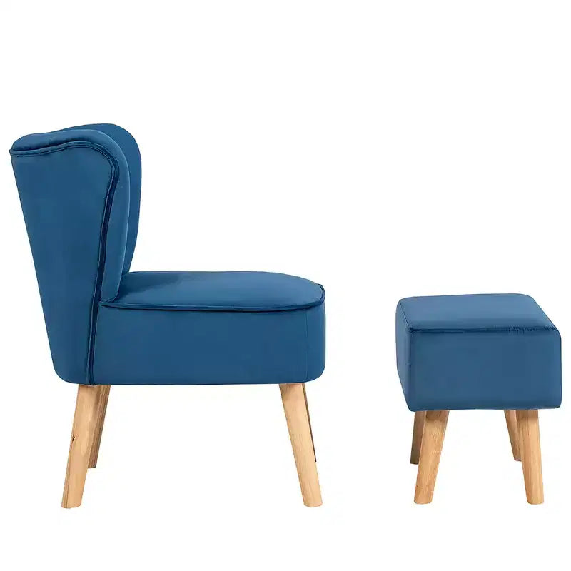 Set divano Costway con poltrona relax e pouf, imbottitura spessa, bottoni trapuntati, gambe in legno, rosa/blu/verde