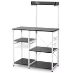 Costway Scaffale da Panettiere Vintage a 4 Livelli con Cesto e 5 Ganci per Cucina e Forno a Microonde