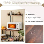 Costway Scaffale da Panettiere Vintage a 4 Livelli con Cesto e 5 Ganci per Cucina e Forno a Microonde