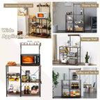 Costway Scaffale da Panettiere Vintage a 4 Livelli con Cesto e 5 Ganci per Cucina e Forno a Microonde