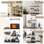 Costway Scaffale da Panettiere Vintage a 4 Livelli con Cesto e 5 Ganci per Cucina e Forno a Microonde