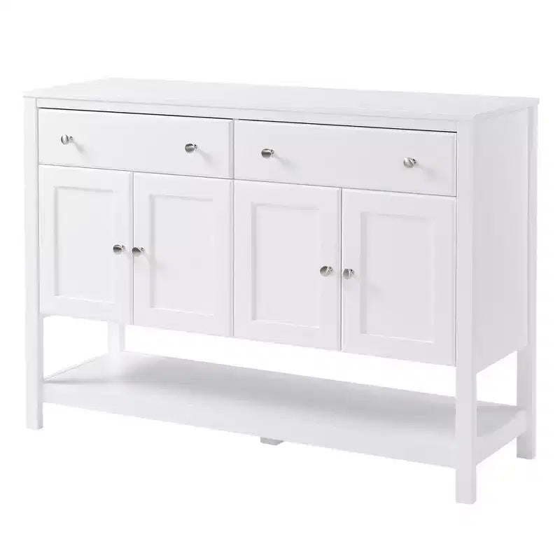 HOMCOM Madia moderna 47, mobile da buffet, credenza con ripiani regolabili e cassetti, per soggiorno, bianco