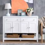 HOMCOM Madia moderna 47, mobile da buffet, credenza con ripiani regolabili e cassetti, per soggiorno, bianco