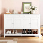 HOMCOM Madia moderna 47, mobile da buffet, credenza con ripiani regolabili e cassetti, per soggiorno, bianco