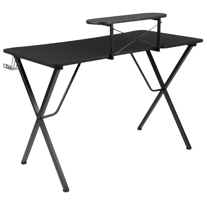 Postazione da Gaming BlackArc Delta: Sedia reclinabile con supporto lombare e poggiatesta; Scrivania con gancio per cuffie/portabicchieri staccabile e supporto per monitor