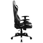 Postazione da Gaming BlackArc Delta: Sedia reclinabile con supporto lombare e poggiatesta; Scrivania con gancio per cuffie/portabicchieri staccabile e supporto per monitor