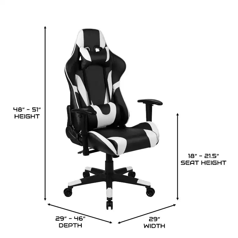 Postazione da Gaming BlackArc Delta: Sedia reclinabile con supporto lombare e poggiatesta; Scrivania con gancio per cuffie/portabicchieri staccabile e supporto per monitor