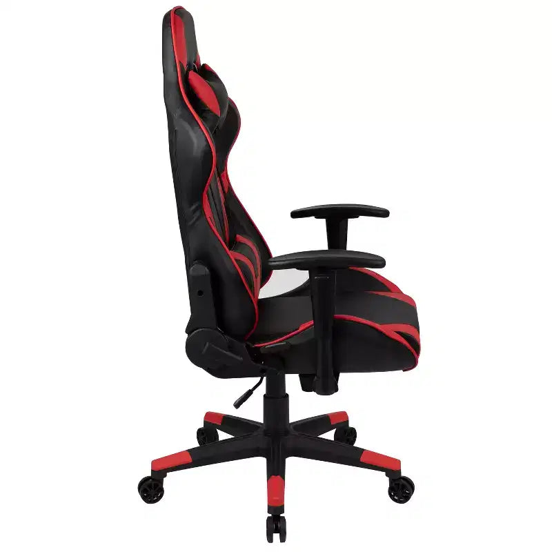 Postazione da Gaming BlackArc Delta: Sedia reclinabile con supporto lombare e poggiatesta; Scrivania con gancio per cuffie/portabicchieri staccabile e supporto per monitor