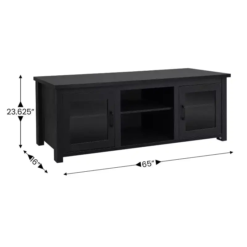 Mobile TV Emma e Oliver per TV fino a 80" - Consolle multimediale da 65" con classiche ante interamente in vetro e 3 ripiani regolabili