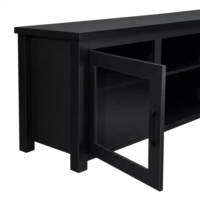 Mobile TV Emma e Oliver per TV fino a 80" - Consolle multimediale da 65" con classiche ante interamente in vetro e 3 ripiani regolabili