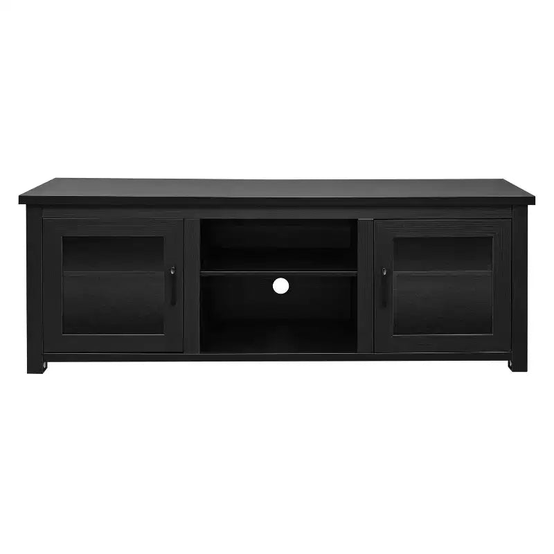 Mobile TV Emma e Oliver per TV fino a 80" - Consolle multimediale da 65" con classiche ante interamente in vetro e 3 ripiani regolabili