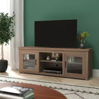 Mobile TV Emma e Oliver per TV fino a 80" - Consolle multimediale da 65" con classiche ante interamente in vetro e 3 ripiani regolabili