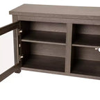 Mobile TV Emma e Oliver per TV fino a 80" - Consolle multimediale da 65" con classiche ante interamente in vetro e 3 ripiani regolabili