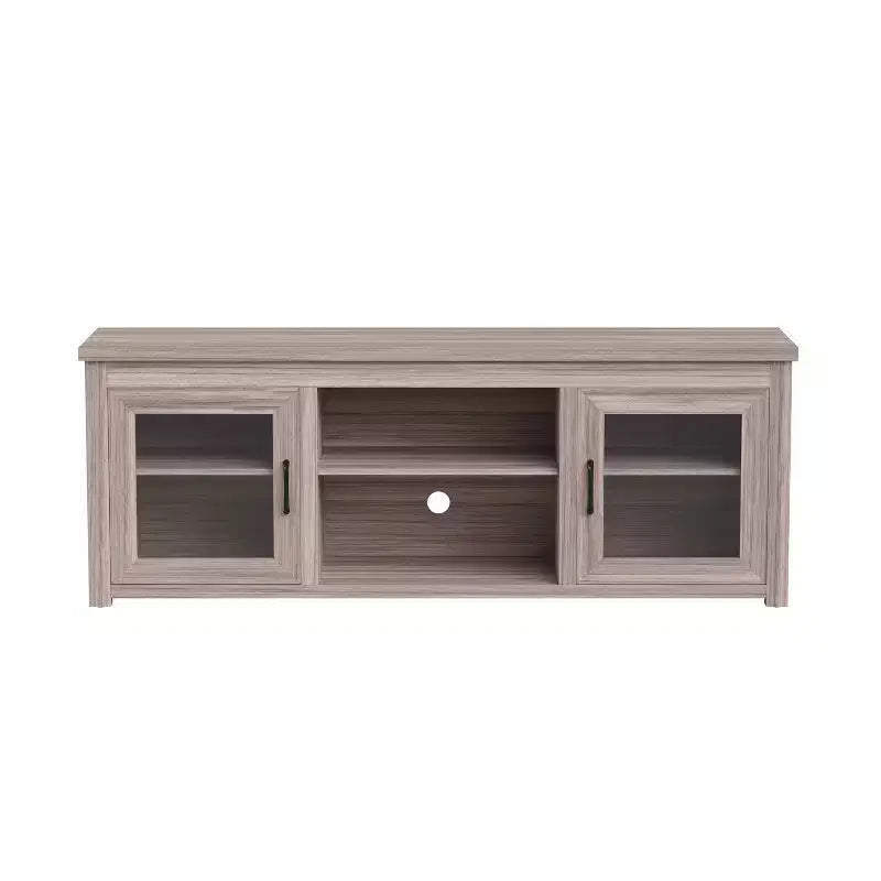 Mobile TV Emma e Oliver per TV fino a 80" - Consolle multimediale da 65" con classiche ante interamente in vetro e 3 ripiani regolabili