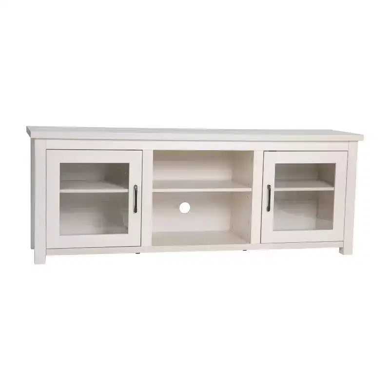 Mobile TV Emma e Oliver per TV fino a 80" - Consolle multimediale da 65" con classiche ante interamente in vetro e 3 ripiani regolabili