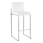 Set di 2 sgabelli da bar Fuji con schienale alto in acciaio inossidabile/velluto - LumiSource