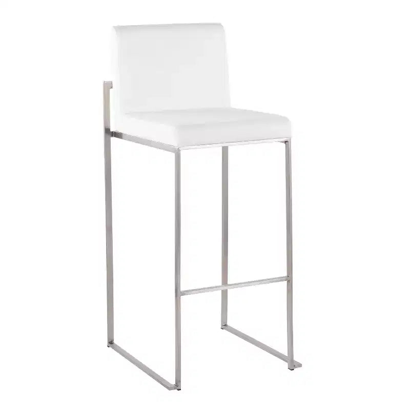Set di 2 sgabelli da bar Fuji con schienale alto in acciaio inossidabile/velluto - LumiSource