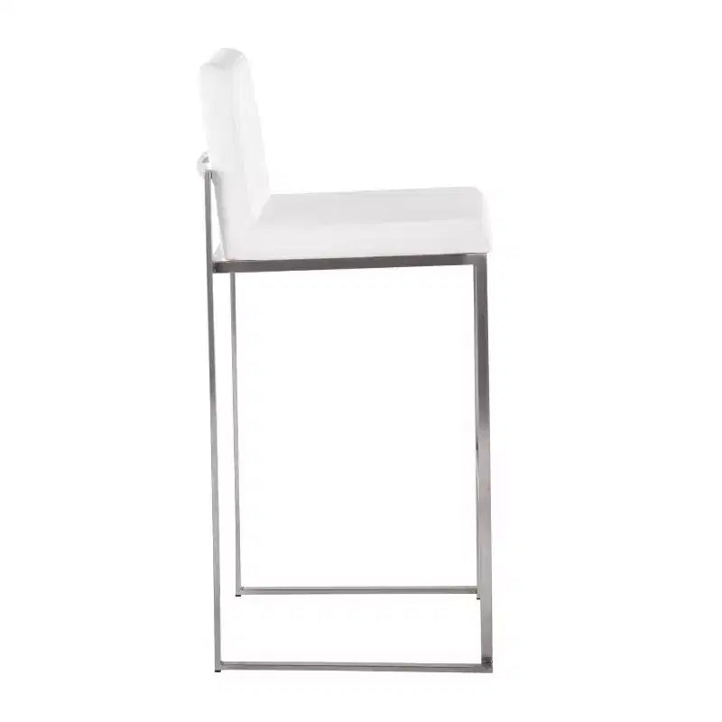 Set di 2 sgabelli da bar Fuji con schienale alto in acciaio inossidabile/velluto - LumiSource