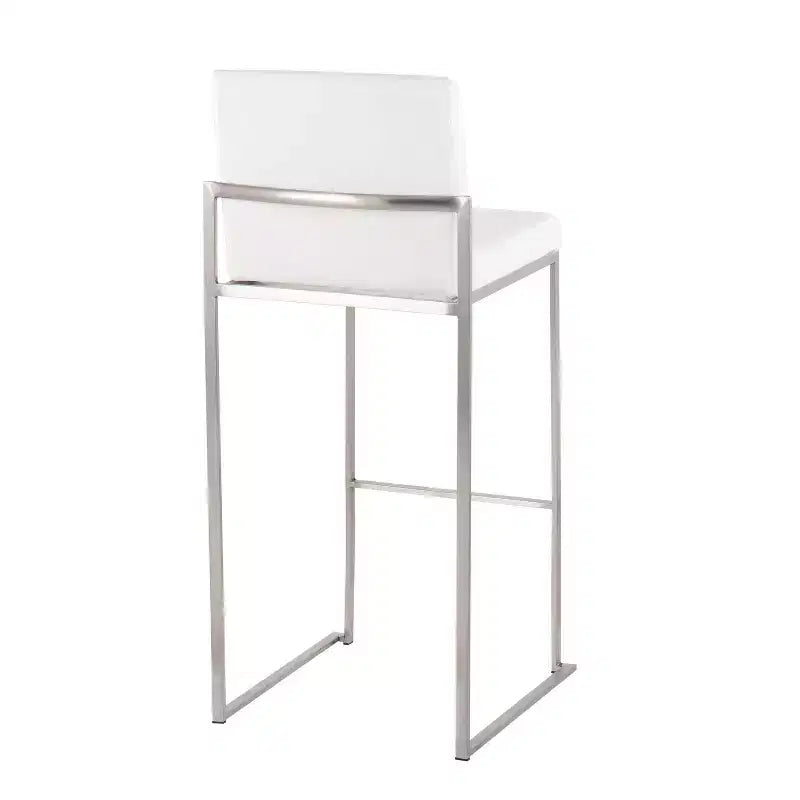 Set di 2 sgabelli da bar Fuji con schienale alto in acciaio inossidabile/velluto - LumiSource