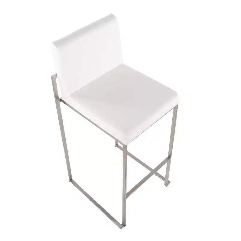 Set di 2 sgabelli da bar Fuji con schienale alto in acciaio inossidabile/velluto - LumiSource