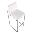 Set di 2 sgabelli da bar Fuji con schienale alto in acciaio inossidabile/velluto - LumiSource