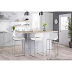 Set di 2 sgabelli da bar Fuji con schienale alto in acciaio inossidabile/velluto - LumiSource