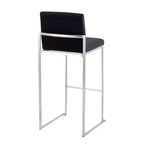 Set di 2 sgabelli da bar Fuji con schienale alto in acciaio inossidabile/velluto - LumiSource
