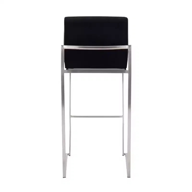 Set di 2 sgabelli da bar Fuji con schienale alto in acciaio inossidabile/velluto - LumiSource