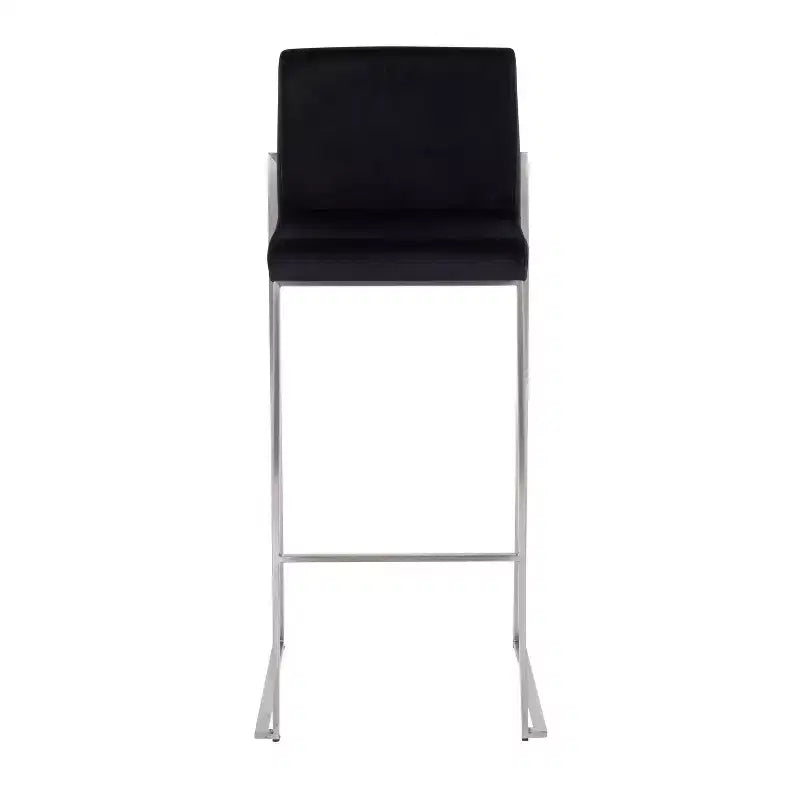 Set di 2 sgabelli da bar Fuji con schienale alto in acciaio inossidabile/velluto - LumiSource