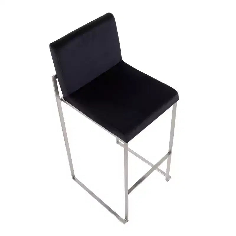 Set di 2 sgabelli da bar Fuji con schienale alto in acciaio inossidabile/velluto - LumiSource