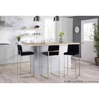 Set di 2 sgabelli da bar Fuji con schienale alto in acciaio inossidabile/velluto - LumiSource