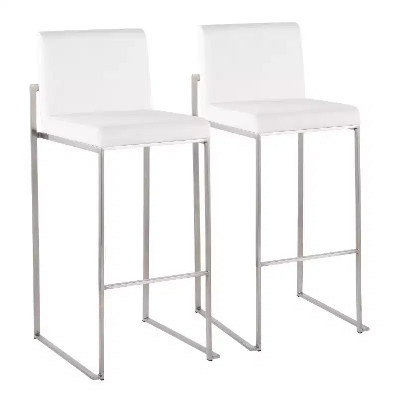 Set di 2 sgabelli da bar Fuji con schienale alto in acciaio inossidabile/velluto - LumiSource