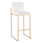 Set di 2 sgabelli da bar alti Fuji in acciaio inossidabile/velluto con gambe dorate - LumiSource