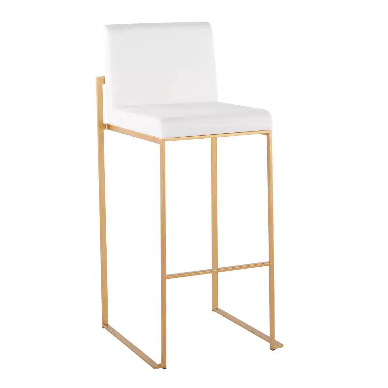 Set di 2 sgabelli da bar alti Fuji in acciaio inossidabile/velluto con gambe dorate - LumiSource