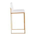 Set di 2 sgabelli da bar alti Fuji in acciaio inossidabile/velluto con gambe dorate - LumiSource