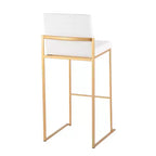 Set di 2 sgabelli da bar alti Fuji in acciaio inossidabile/velluto con gambe dorate - LumiSource