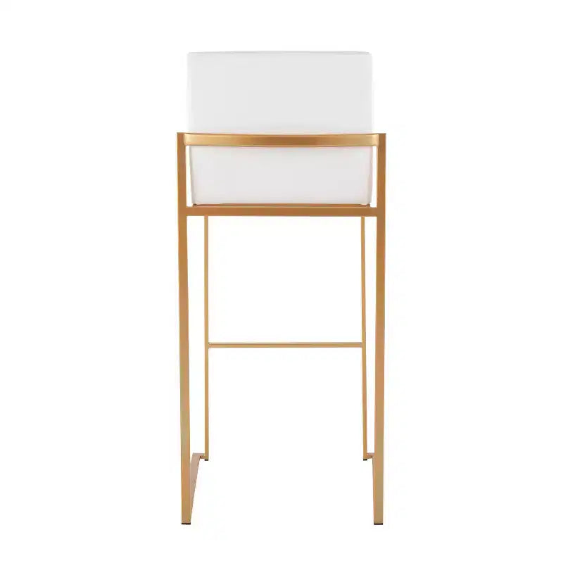 Set di 2 sgabelli da bar alti Fuji in acciaio inossidabile/velluto con gambe dorate - LumiSource