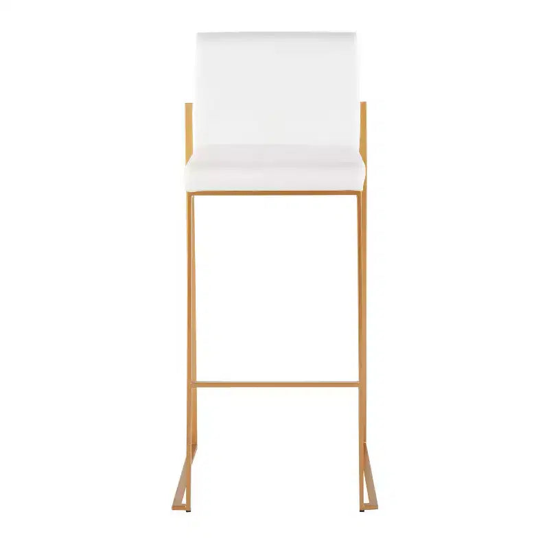 Set di 2 sgabelli da bar alti Fuji in acciaio inossidabile/velluto con gambe dorate - LumiSource