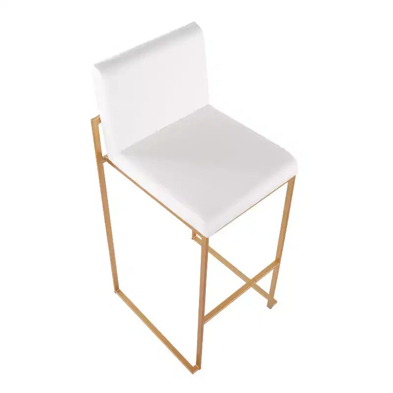 Set di 2 sgabelli da bar alti Fuji in acciaio inossidabile/velluto con gambe dorate - LumiSource