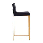 Set di 2 sgabelli da bar alti Fuji in acciaio inossidabile/velluto con gambe dorate - LumiSource