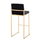Set di 2 sgabelli da bar alti Fuji in acciaio inossidabile/velluto con gambe dorate - LumiSource