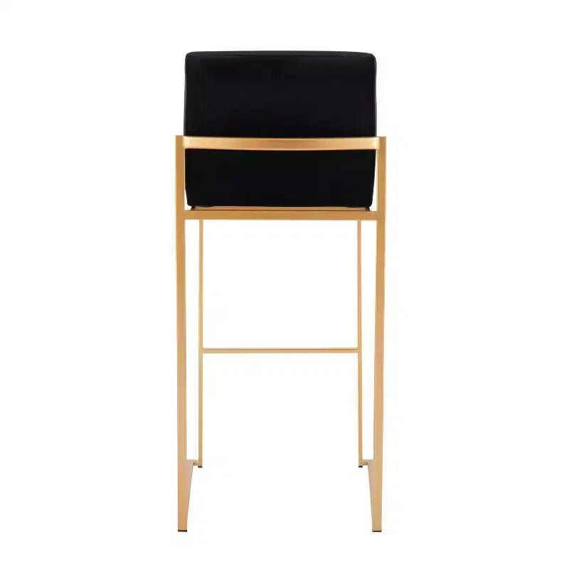 Set di 2 sgabelli da bar alti Fuji in acciaio inossidabile/velluto con gambe dorate - LumiSource