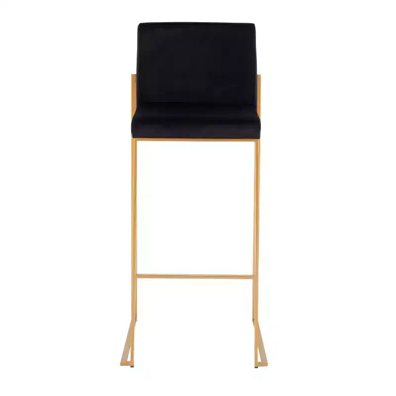 Set di 2 sgabelli da bar alti Fuji in acciaio inossidabile/velluto con gambe dorate - LumiSource