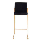 Set di 2 sgabelli da bar alti Fuji in acciaio inossidabile/velluto con gambe dorate - LumiSource