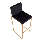 Set di 2 sgabelli da bar alti Fuji in acciaio inossidabile/velluto con gambe dorate - LumiSource