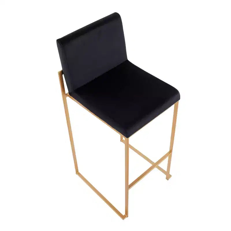 Set di 2 sgabelli da bar alti Fuji in acciaio inossidabile/velluto con gambe dorate - LumiSource