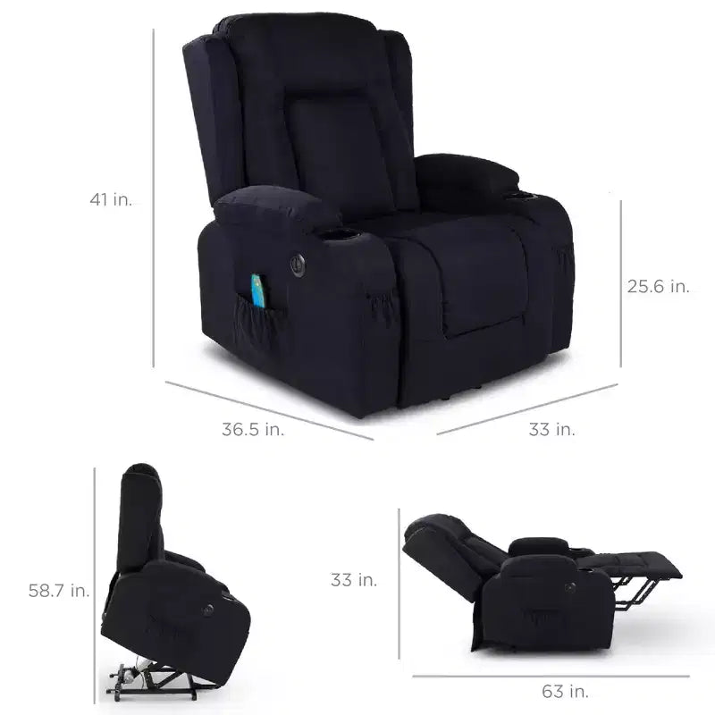 Poltrona reclinabile elettrica in lino con sollevamento, massaggio, porta USB, riscaldamento e portabicchieri, Best Choice Products