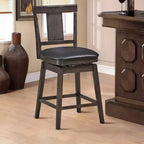 Costway Sgabello da Bar Girevole da 1/2/3/4 Pezzi, 61 cm, con Rivestimento, Altezza Contatore, con Gambe in Legno di Caucciù